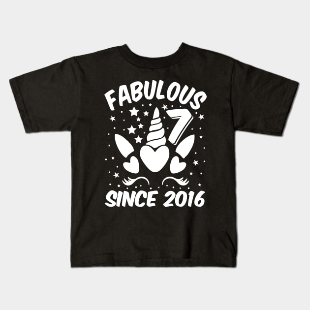 Fabulous 7 Since 2016 Unicorn Birthday Kids T-Shirt by busines_night